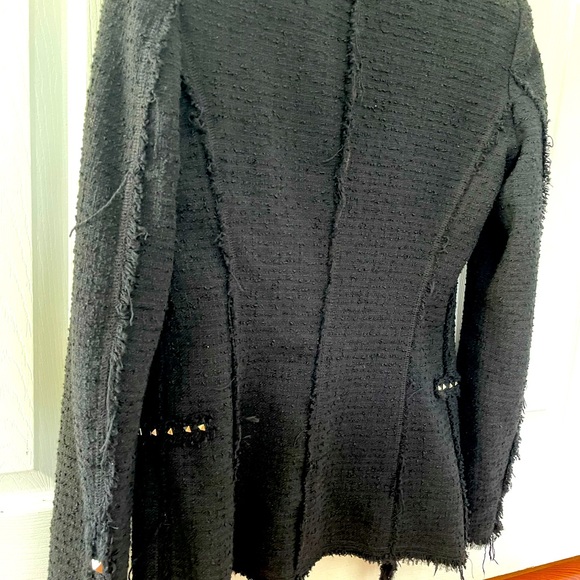 Zara Boucle Tweed Structured Jacket with Studs, XS - Picture 7 of 11